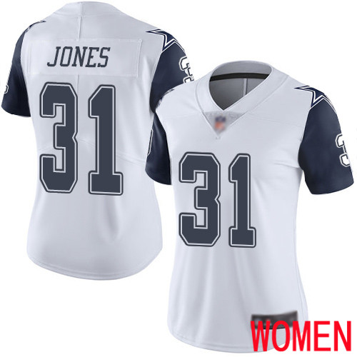 Women Dallas Cowboys Limited White Byron Jones 31 Rush Vapor Untouchable NFL Jersey